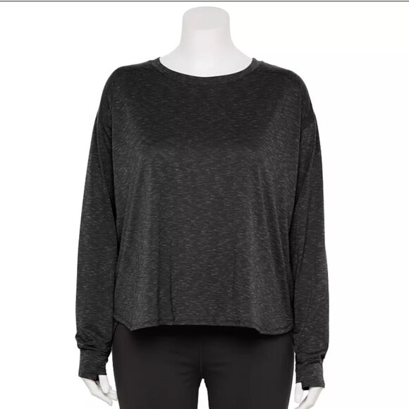 tek gear Tops - Tek Gear Plus Size Tek Gear® Cropped Long Sleeve Tee gray 2x NWT